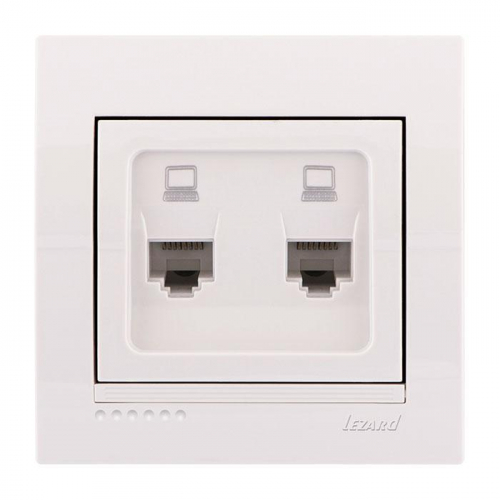 Розетка компьютерная 2-м СП Deriy RJ45 бел. LEZARD 702-0202-141