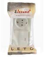 Блок ОП LETO (1-кл. выключатель с индикацией + 1-м розетка с заземл.) горизонт. крем LEZARD 752-0300-170BIP