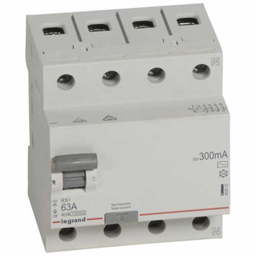 Выключатель дифференциального тока (УЗО) 4п 63А 300мА тип AC RX3 Leg 402072 фото 2