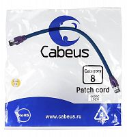 Патч-корд S/FTP кат.8 PC-SSTP-RJ45-Cat.8-0.3m-LSZH 2xRJ45/8p8c экранир. LSZH (40G 2000 MHz) 0.3м син. Cabeus 9699c
