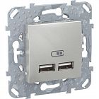 Розетка Unica Top USB 2.1А алюм. SchE MGU5.418.30ZD