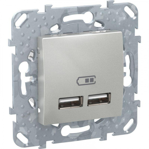 Розетка Unica Top USB 2.1А алюм. SchE MGU5.418.30ZD