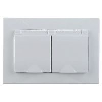 Розетка 2-м СП 16А 250В 2P+E Schuko IP20 с крышкой защ. шторки Plano бел. 1-210-01 Intro Б0053934