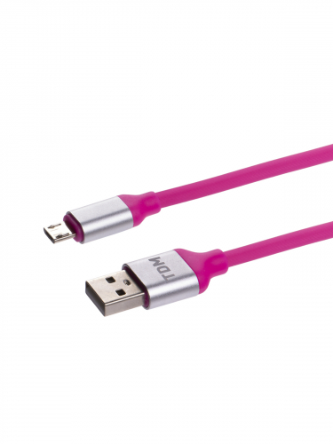 Дата-кабель, ДК 19, USB - micro USB, 1 м, силиконовая оплетка, розовый, TDM фото 3