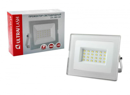 Прожектор LFL-3001 C01 (LED SMD 30Вт 230В 6500К) бел. Ultraflash 14129 фото 3