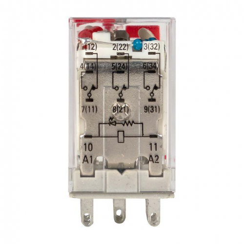 Реле промежуточное RPAt 22/3 10А 230В AC с кнопкой и мех. индикацией AVERES EKF rpat-22-3-230AC фото 2
