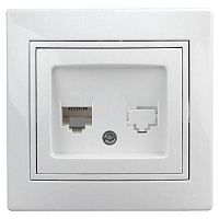 Розетка телефонная 1-м СП Plano 1-302-01 RJ11 IP20 бел. Intro Б0027619