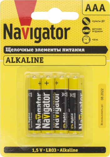 Элемент питания алкалиновый 61 462 NBT-NPE-LR03-BP4 (блист.4шт) Navigator 61462