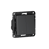 Выключатель 2-кл. СП ATLASDESIGN SMART 10А IP21 Zigbee сх.1 L(N) с опциональной нейтралью механизм карбон Умный дом Sber & SE ATN001017Z