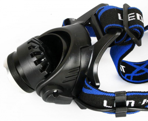 Фонарь аккумуляторный налобный E150 CREE 3Вт фокус 3 режима 220В пластик. черн. (бокс) Ultraflash 12188 фото 4