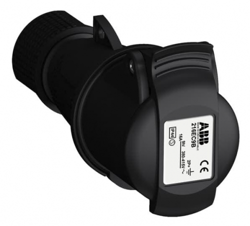 Вилка кабельная Easy&Safe 216EP9B 16А 2P+E IP44 9ч черн. ABB 2CMA103594R1000