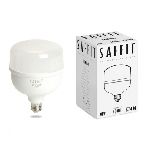 Лампа светодиодная SBHP1060 60Вт T120 6400К E27-E40 230В SAFFIT 55097