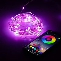 Гирлянда светодиодная "Нить" 10м RGB 220В с пультом таймер музыка управл. через мобил. прилож. Эра Б0055993
