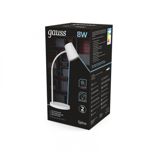 Светильник светодиодный настольный Qplus 8Вт 4000К 600лм 5В диммир. бел. GAUSS GT6031 фото 5