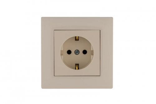 Розетка 1-м Karea RIZZ с заземл. крем Makel 88010028
