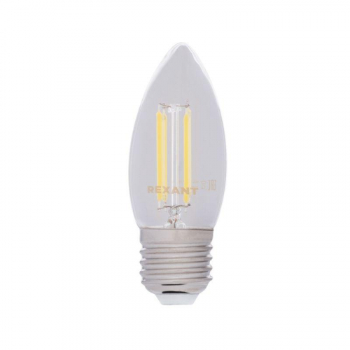 Лампа светодиодная филаментная 7.5Вт CN35 свеча прозрачная 4000К нейтр. бел. E27 600лм Rexant 604-086