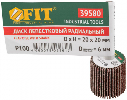 Диск лепестковый для дрели радиальный 20х20х6мм Р100 FIT 39580 фото 3