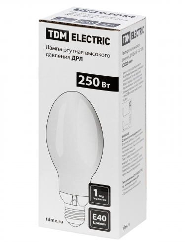 Лампа ртутная высокого давления ДРЛ 250 Вт Е40 TDM фото 5