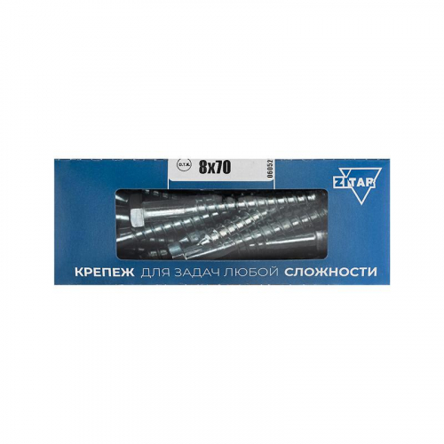 Болт сантехнический 8х70 DIN 571 оцинк. (уп.20шт) Tech-Krep/Zitar 126556