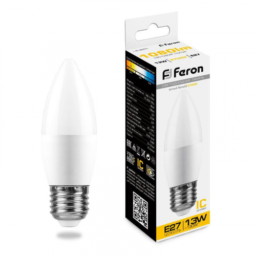 Лампа светодиодная LB-970 13Вт C37 свеча 2700К E27 230В FERON 38110