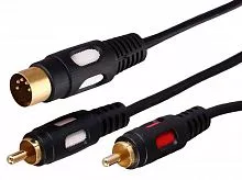 Шнур DIN 5PIN Plug-2 RCA Plug 1.5м (GOLD) Rexant 17-2512