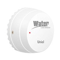 Датчик протечки воды умный Wi-Fi на батарейке CR123A (в комплект не входит) напольн. звуковое + PUSH оповещение приложение UnielSmart бел. Uniel UL-00011706