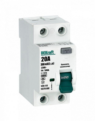 Выключатель дифференциального тока 2P 20А 300мА тип A 6кА УЗО-03 SchE 14279DEK