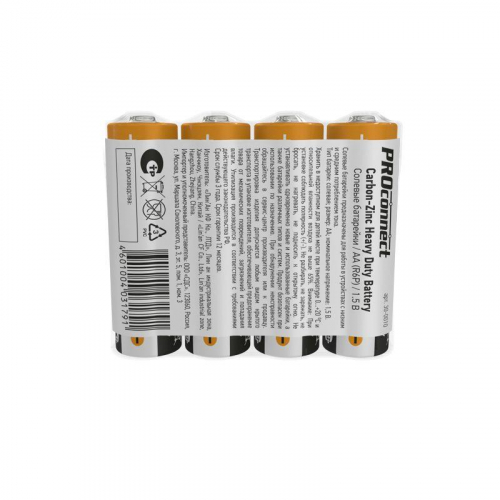 Элемент питания солевой AA/R6P (уп.4шт) PROCONNECT 30-0010 фото 4