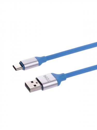 Дата-кабель, ДК 17, USB - USB Type-C, 1 м, силиконовая оплетка, голубой, TDM фото 3