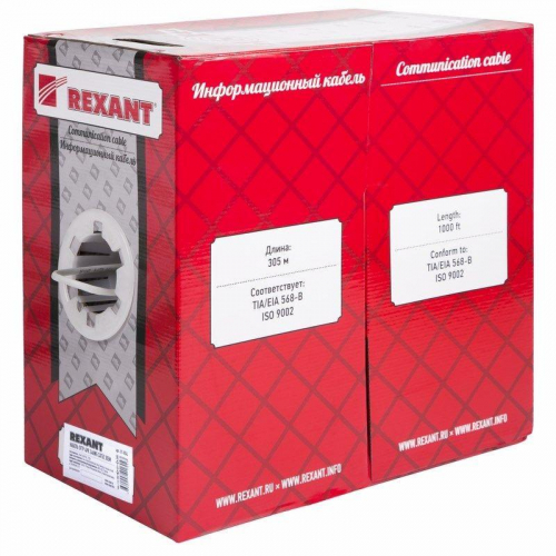 Кабель SFTP 4PR 24AWG, CAT5e (бухта 305 м) | 01-0342 | REXANT фото 4