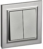 Выключатель 2-кл. СП BRITE ВСР10-2-0-БрС 10А в сборе сталь IEK BR-V20-0-10-K46-F
