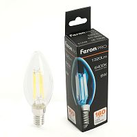 Лампа светодиодная LB-1208 8Вт C35 свеча прозрачная 6400К E14 1320лм 175-265В FERON 51249
