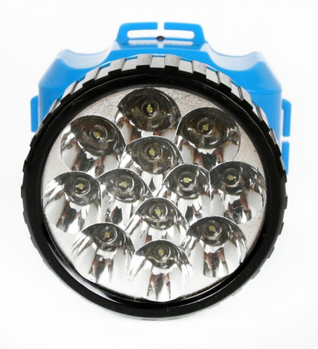 Фонарь аккумуляторный налобный LED5361 12LED 2 режима 220В пластик. голуб. (бокс) Ultraflash 12420 фото 5