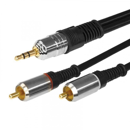 Шнур 3.5 Stereo Plug - 2RCA Plug 3м (GOLD) металл Rexant 17-4224 фото 3