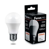 Лампа светодиодная LB-1015 15Вт A60 грушевидная 4000К E27 230В FERON 38036