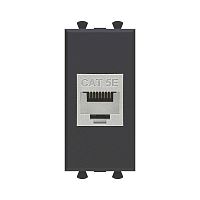 Розетка компьютерная 1мод. Avanti "Черный матовый" RJ45 кат.5E без шторок экранир. модульная механизм DKC 4412761