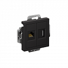 Розетка 2-м СП AtlasDesign HDMI + RJ45 кат.5E механизм карбон SE ATN001082
