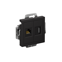 Розетка 2-м СП AtlasDesign HDMI + RJ45 кат.5E механизм карбон SE ATN001082