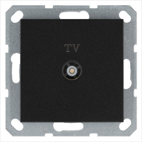 Розетка телевизионная оконечная TV Ф9.5мм механизм антрацит Jasmart G6001B