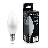 Лампа светодиодная LB-1307 7.5Вт C37 свеча 4000К E14 230В FERON 38054