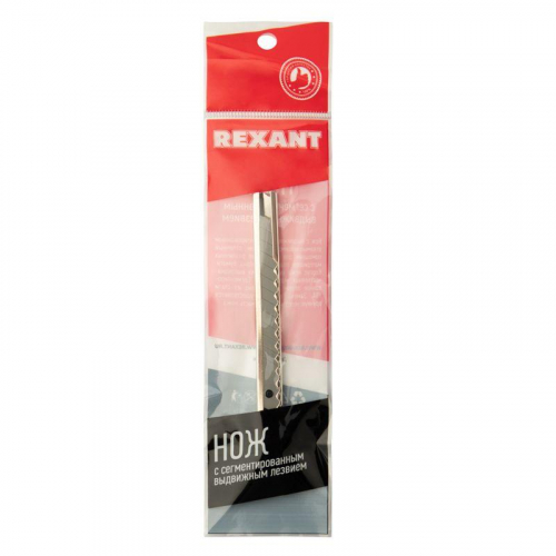 Нож с сегментированным лезвием 9мм корпус металлический с клипсой Rexant 12-4906 фото 4
