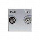 Розетка TV-R-SAT 2мод. Zenit с накладкой серебристый ABB 2CLA225130N1301
