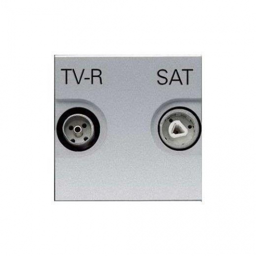 Розетка TV-R-SAT 2мод. Zenit с накладкой серебристый ABB 2CLA225130N1301