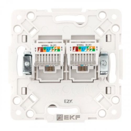 Розетка компьютерная 2-м Стокгольм RJ-45 механизм бел. EKF EYK02-035-10 фото 4