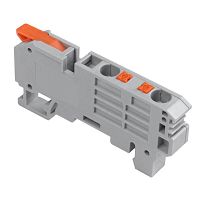 Клемма СМК 222-621-PT-6 3 вывода рычаг-push-in на DIN-рейку 1-6кв.мм сер. (уп.50шт) Rexant 07-5294