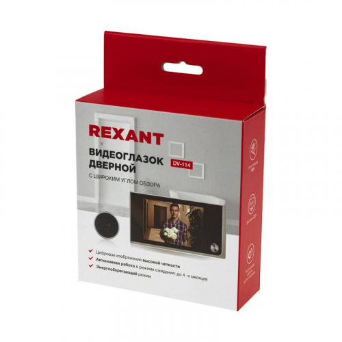 Видеоглазок дверной DV-114 с цветным LCD-дисплеем 3.5дюйм широкий угол обзора 120град. Rexant 45-1114 фото 11