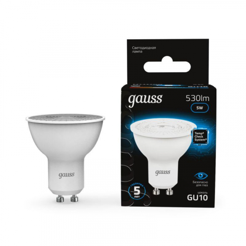 Лампа светодиодная Black 5Вт MR16 софит 6500К холод. бел. GU10 530лм GAUSS 101506305