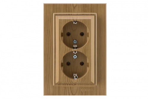 Розетка 2-м СП Karea 16А IP20 с/з дуб Makel 56101082