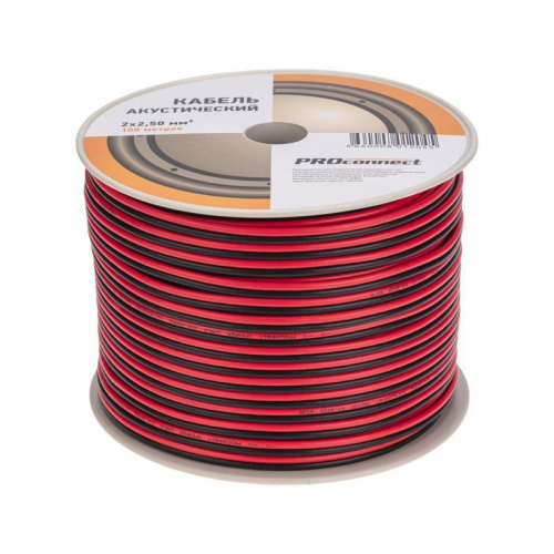 Кабель Stereo 2х2.5 красн./черн. бухта (м) PROCONNECT 01-6108-6 фото 2