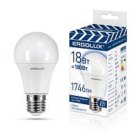Лампа светодиодная LED-A60-18W-E27-6K 18Вт грушевидная 6500К холод. бел. Е27 172-265В (замена ЛОН) ПРОМО Ergolux 15559